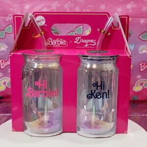 Barbie The Movie x Dragon Glassware Hi Barbie Hi Ken Drinking Glasses NIP